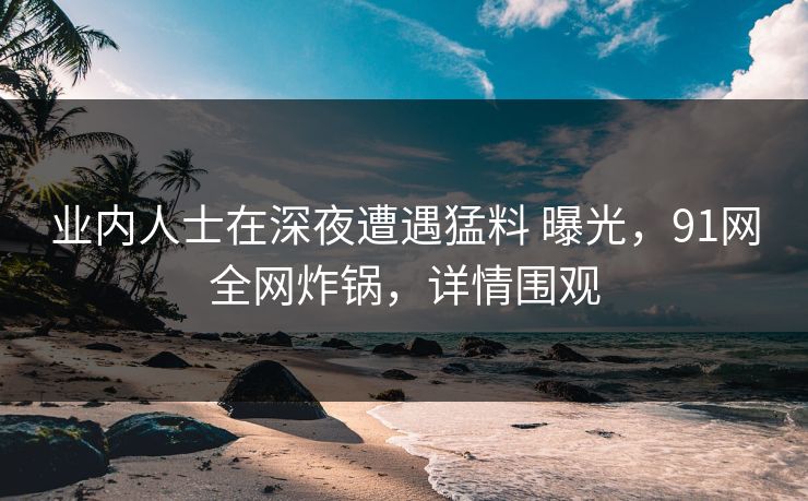 业内人士在深夜遭遇猛料 曝光,91网全网炸锅,详情围观 业内人士在深夜遭遇猛料 曝光,91网全网炸锅,详情围观
